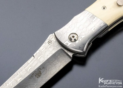 Bob Terzuola Custom Knife Left Handed "Single Issue" Mammoth & Damascus Linerlock - Image 6