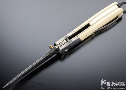 Bob Terzuola Custom Knife Left Handed "Single Issue" Mammoth & Damascus Linerlock - Image 5