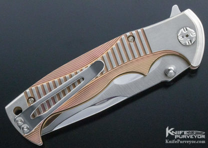 Brian Tighe Custom Knife "Tighe Raid" Machined and Anodized Titanium Button Lock - Image 2