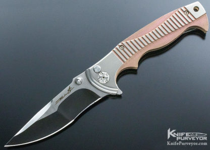 Brian Tighe Custom Knife "Tighe Raid" Machined and Anodized Titanium Button Lock