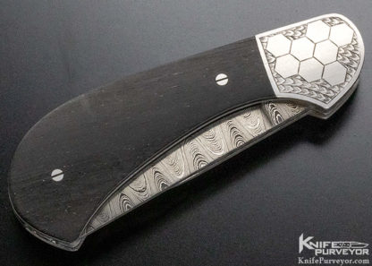Michael Vagnino Custom Knife Engraved 2 Blade Damascus Slip Joint - Image 3
