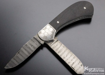 Michael Vagnino Custom Knife Engraved 2 Blade Damascus Slip Joint - Image 5