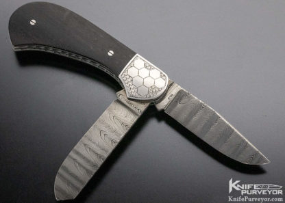 Michael Vagnino Custom Knife Engraved 2 Blade Damascus Slip Joint - Image 4