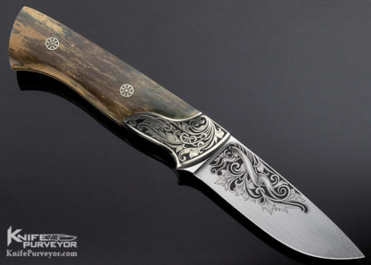 Buster Warenski Custom Knife Julie Warenski Engraved Mammoth Fix Blade Dwight Towell Sheath - Image 4