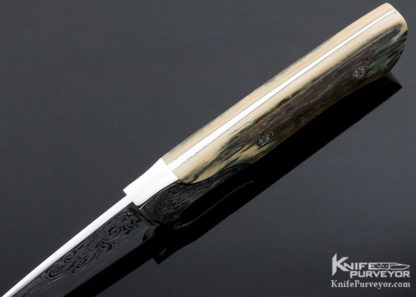 Buster Warenski Custom Knife Julie Warenski Engraved Mammoth Fix Blade Dwight Towell Sheath - Image 8