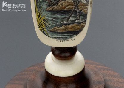 Charles Conner III Scrimshaw "Blue Heron in Water" on Stand - Image 2