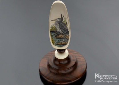 Charles Conner III Scrimshaw "Blue Heron in Water" on Stand - Image 3
