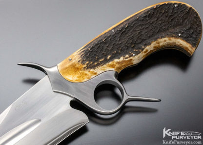 Claudio Sobral CAS Custom Knife San Mai Damascus Ring Guard Recurve Fighter without Sheath - Image 2