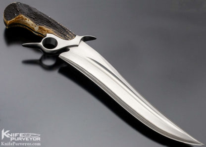 Claudio Sobral CAS Custom Knife San Mai Damascus Ring Guard Recurve Fighter without Sheath - Image 4