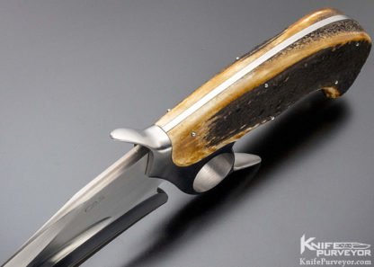 Claudio Sobral CAS Custom Knife San Mai Damascus Ring Guard Recurve Fighter without Sheath - Image 6