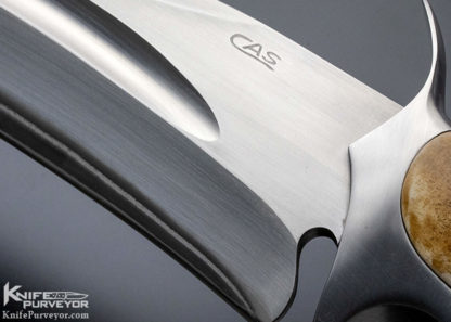 Claudio Sobral CAS Custom Knife San Mai Damascus Ring Guard Recurve Fighter without Sheath - Image 3