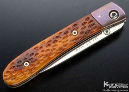 Charles Marlowe Custom Knife Anodized Titanium & Jigged Bone Linerlock