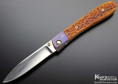 Charles Marlowe Custom Knife Anodized Titanium & Jigged Bone Linerlock - Image 11