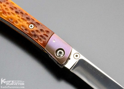 Charles Marlowe Custom Knife Anodized Titanium & Jigged Bone Linerlock - Image 9