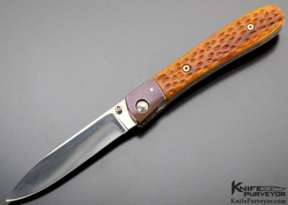 Charles Marlowe Custom Knife Anodized Titanium & Jigged Bone Linerlock - Image 4