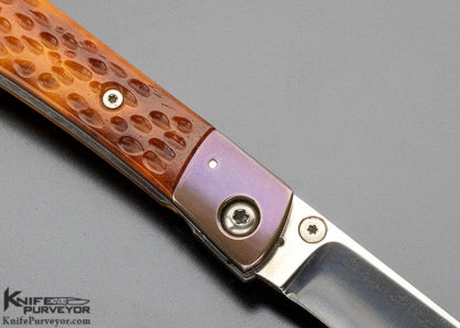 Charles Marlowe Custom Knife Anodized Titanium & Jigged Bone Linerlock - Image 8