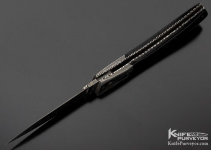 Charlie Dake Custom Knife Damascus Drop Point D/A Automatic with Eschucheon Release - Image 5
