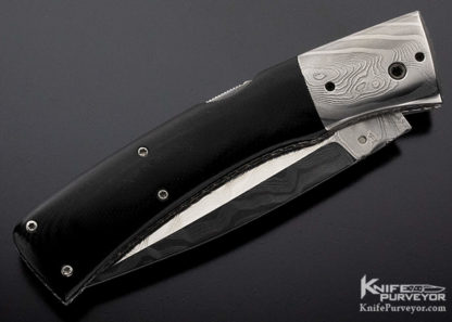 Charlie Dake Custom Knife Damascus Drop Point D/A Automatic with Eschucheon Release - Image 3