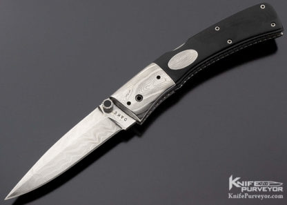 Charlie Dake Custom Knife Damascus Drop Point D/A Automatic with Eschucheon Release - Image 2