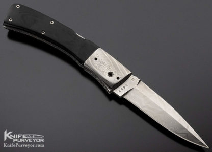 Charlie Dake Custom Knife Damascus Drop Point D/A Automatic with Eschucheon Release
