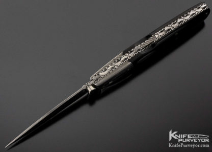 Charlie Dake Custom Knife Damascus Drop Point D/A Automatic with Eschucheon Release - Image 4