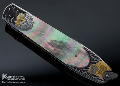 Warren Osborne Custom Knife Engraved by Christy George Lockback with Black Lip Tahitain Pearl Shell - Image 8
