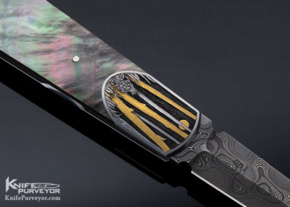 Warren Osborne Custom Knife Engraved by Christy George Lockback with Black Lip Tahitain Pearl Shell - Image 6