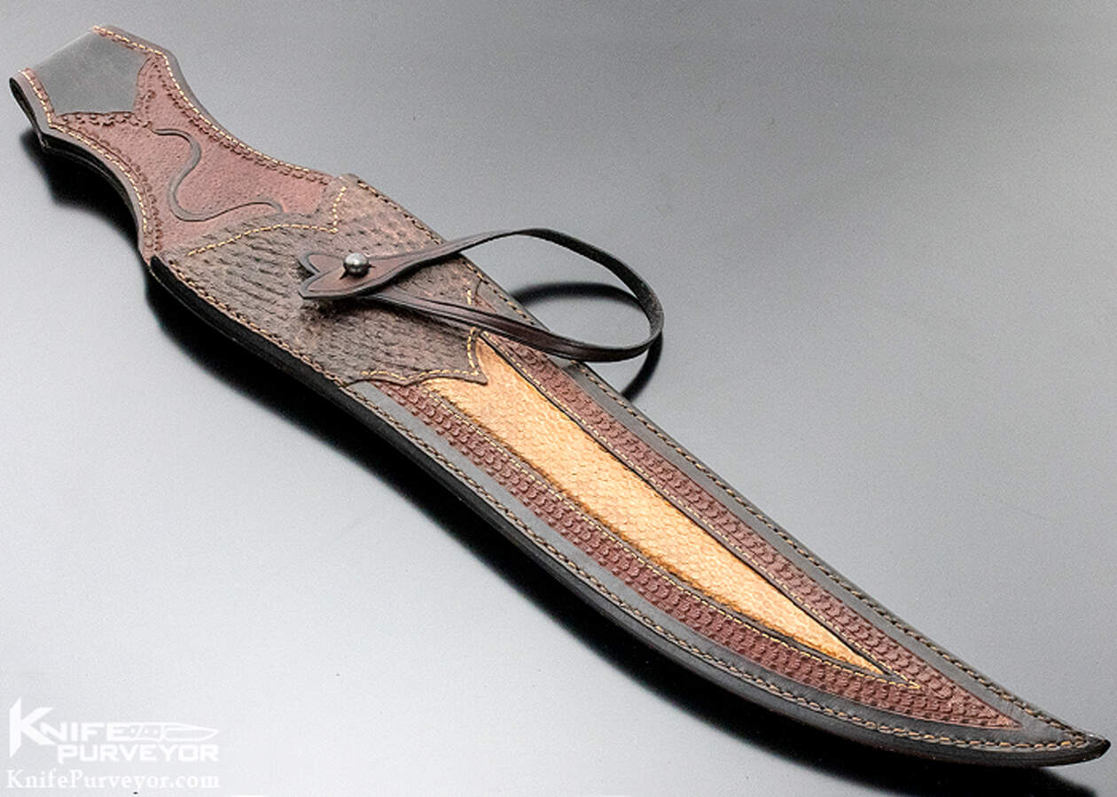 Claudio Sobral CAS Custom Knife Amber Stag Damascus Ring Gaurd Recurve Fighter - Image 5