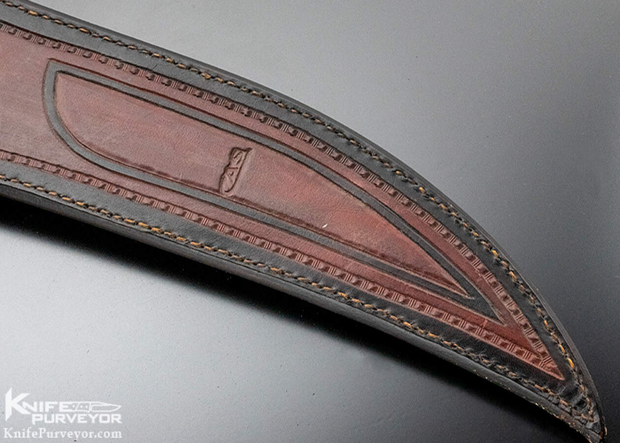 Claudio Sobral CAS Custom Knife Amber Stag Damascus Ring Gaurd Recurve Fighter - Image 8