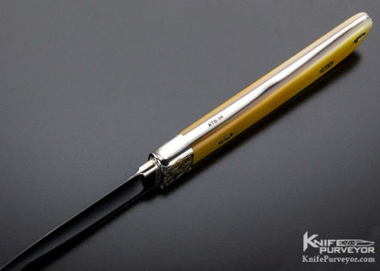 SR Johnson Custom Knife Goldlip Pearl Gents Knife Engraved by Dan Wilkerson - Image 6