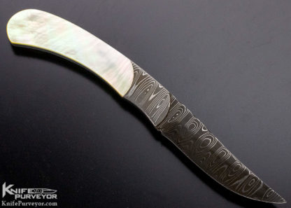 Darrel Ralph Custom Knife South Sea Gold Lip Pearl & Damascus Fixed Blade - Image 3