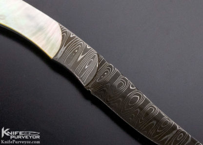 Darrel Ralph Custom Knife South Sea Gold Lip Pearl & Damascus Fixed Blade 9066