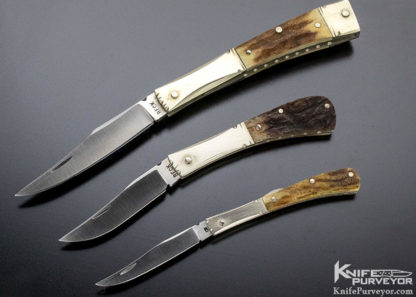 Wayne Beck Custom Knife (Set of 3) Stag Slip Joints - Image 5