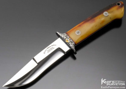 Robert Nelson Parker Custom Knife Dave Lark Engraved Amber Stag Modified Chute Knife - Image 2