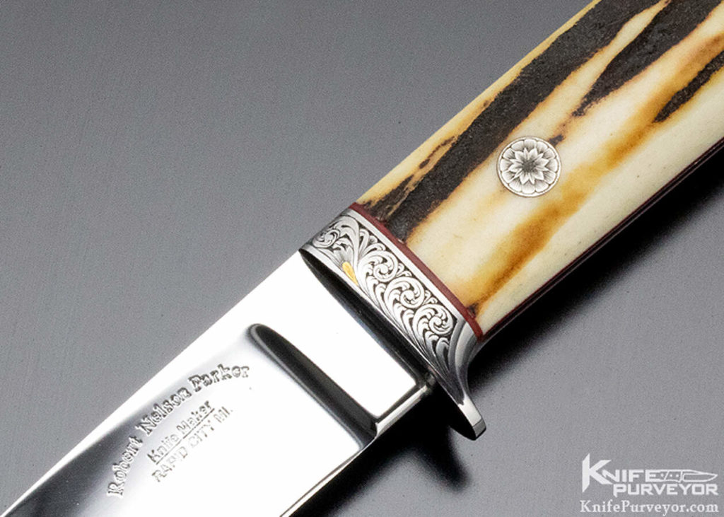Robert Nelson Parker Custom Knife Dave Lark Engraved Stag Drop Point