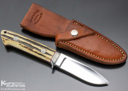 Robert Nelson Parker Custom Knife Dave Lark Engraved Stag Drop Point Hunter - Image 6