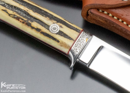 Robert Nelson Parker Custom Knife Dave Lark Engraved Stag Drop Point Hunter - Image 4