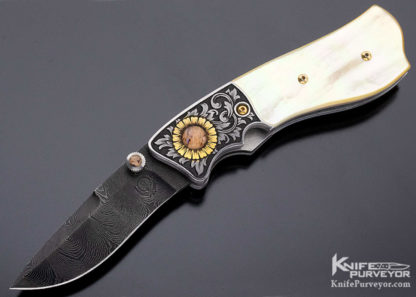 Jot Singh Khalsa Custom Knife Engraved by David Perdue Gold Lip Pearl - Image 2