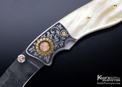 Jot Singh Khalsa Custom Knife Engraved by David Perdue Gold Lip Pearl - Image 7