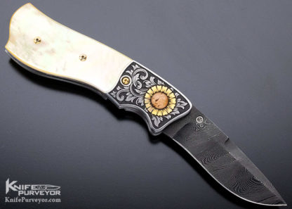Jot Singh Khalsa Custom Knife Engraved by David Perdue Gold Lip Pearl - Image 3
