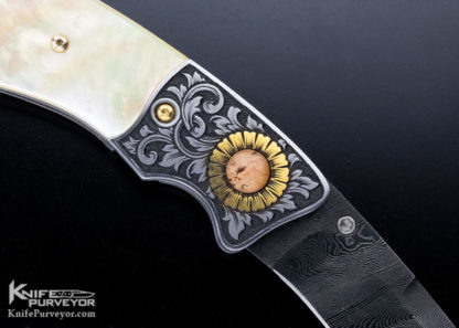 Jot Singh Khalsa Custom Knife Engraved by David Perdue Gold Lip Pearl - Image 8