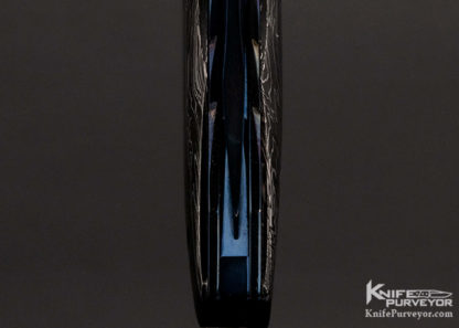 Deryk Munroe Custom Knife Damascus Avatar II Mummy Damascus Liner Lock wit Gold Pins - Image 7