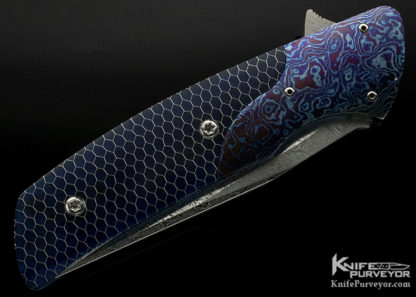 Des Horn Custom Knife Damasteel and Timascus Linerlock "Flipvubu" Flipper - Image 4