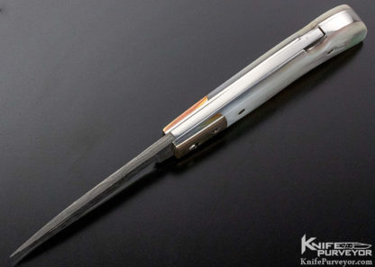 Don Greenaway Custom Knife Damascus, Mokume & Gold Lip Pearl Lockback
