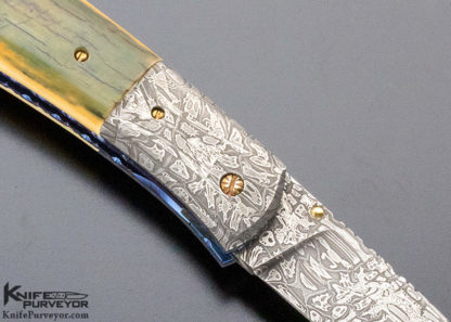 Don Hanson III Custom Knife Sole Authorship Mosaic Damascus & Mammoth Linerlock - Image 7