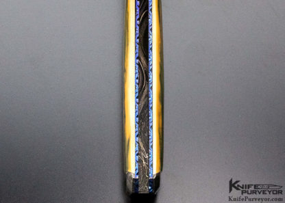 Don Hanson III Custom Knife Sole Authorship Mosaic Damascus & Mammoth Linerlock - Image 5