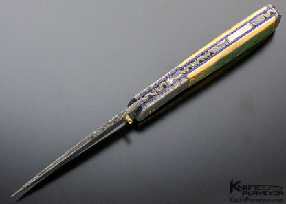 Don Hanson III Custom Knife Sole Authorship Mosaic Damascus & Mammoth Linerlock - Image 8