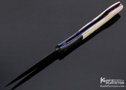 Don Hanson Custom Knife Carved Mosaic Damascus with Fossil Walrus Linerlock - Image 2