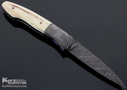 Don Hanson Custom Knife Carved Mosaic Damascus with Fossil Walrus Linerlock - Image 7