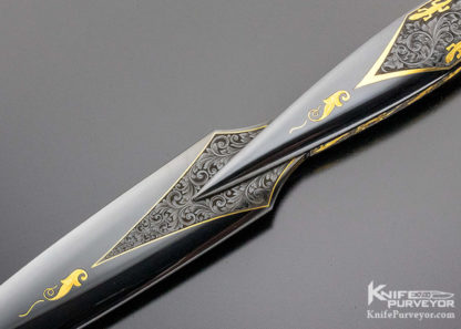 Dr. Fred Carter Custom Knife 24 Kt Gold Inlaid Lizard Dagger